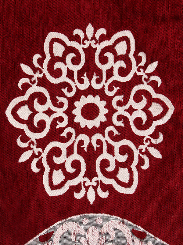 Damask Design Sofa Cover Set of 5 Seater, (6 Pieces) - Maroon