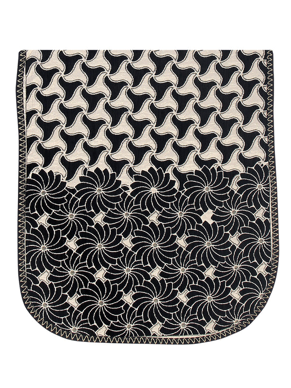 Floral Design Sofa Cover Set of 5 Seater, (6 Pieces) - Black & Cream