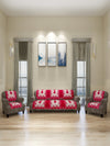 Check Design Sofa Cover 5 Seater, (6 Pieces) - Pink