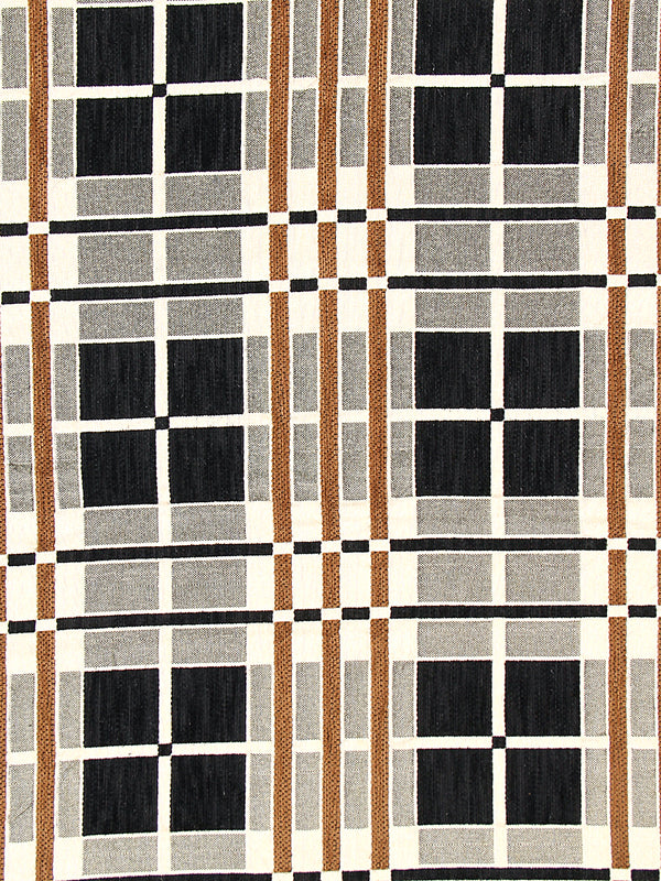 Cream & Grey Checks Patterned 5 Seater Sofa Cover Set