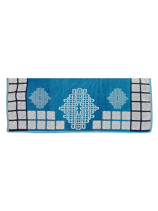 Geometric Design Sofa Cover Set of 5 Seater, (6 Pieces) - Turquoise Blue