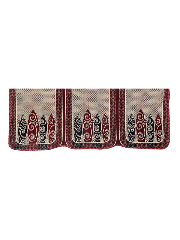 Abstact Design 5 Seater Sofa Cover Set , (6 Pieces) - Beige & Maroon