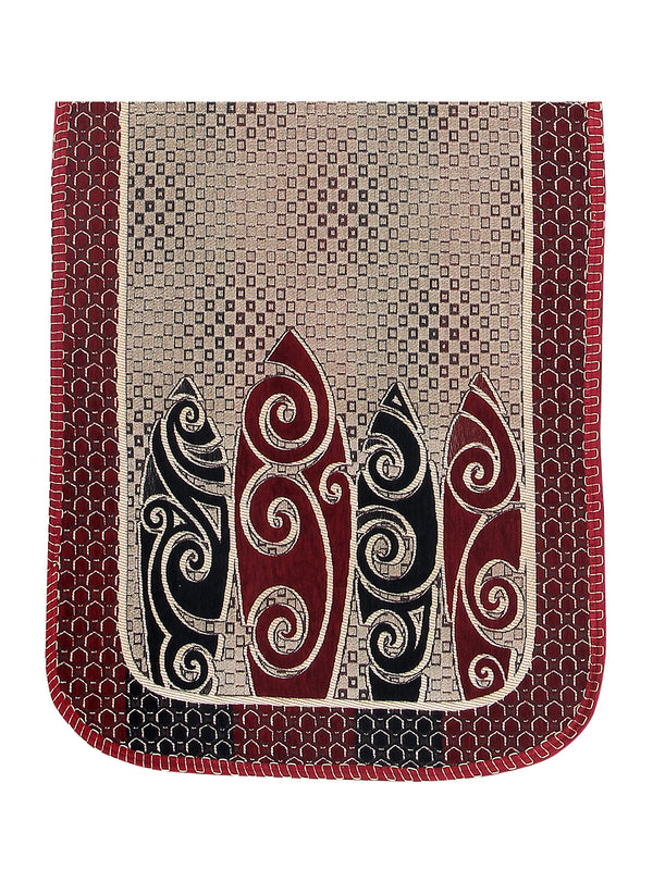 Abstact Design 5 Seater Sofa Cover Set , (6 Pieces) - Beige & Maroon