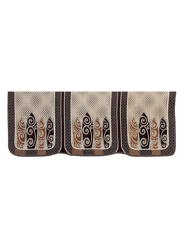 Abstract Design Sofa Cover 5 Seater, (6 Pieces) - Beige & Coffee Brown
