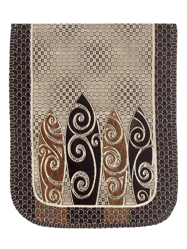 Abstract Design Sofa Cover 5 Seater, (6 Pieces) - Beige & Coffee Brown