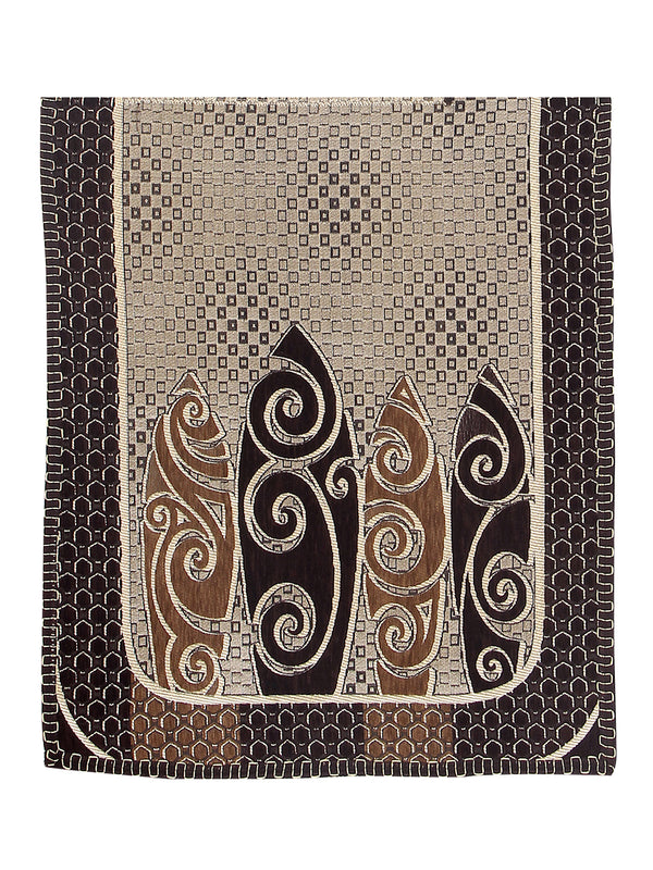 Abstract Design Sofa Cover 5 Seater, (6 Pieces) - Beige & Coffee Brown