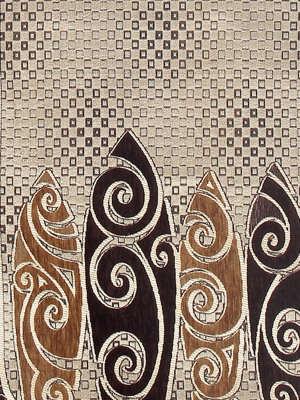 Abstract Design Sofa Cover 5 Seater, (6 Pieces) - Beige & Coffee Brown