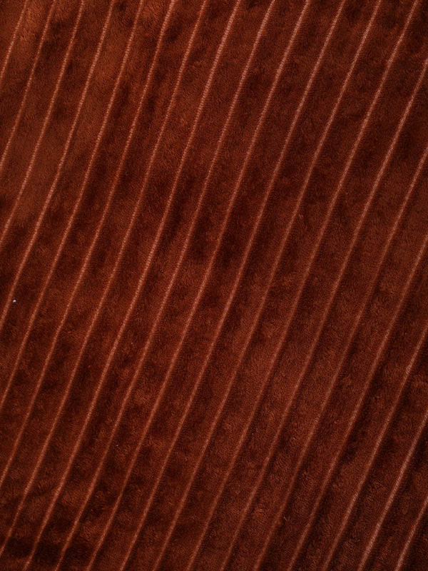 Brown 500 GSM Double Bed Stripes Patterned Sherpa Wool Blanket