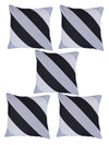Striped Printed Polyester Cushion Cover Set of 5 - White & Navy Blue