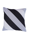 Striped Printed Polyester Cushion Cover Set of 5 - White & Navy Blue