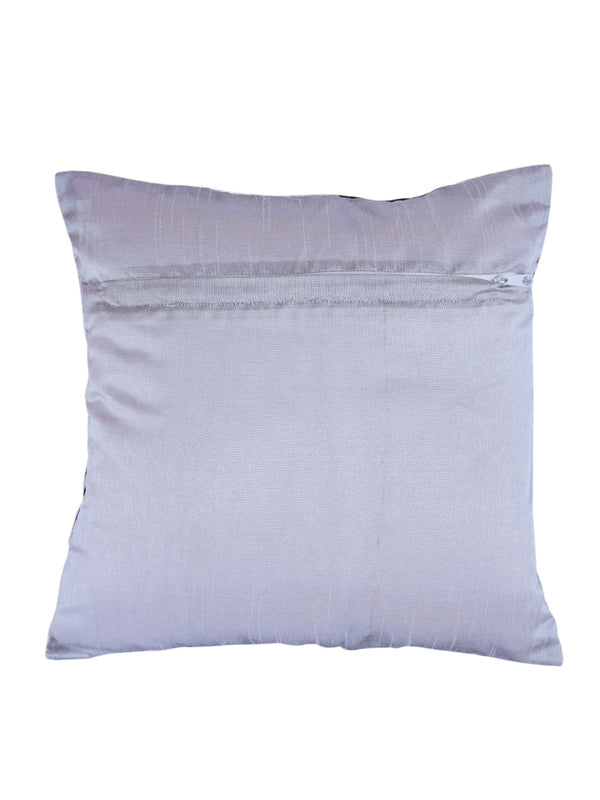 Striped Printed Polyester Cushion Cover Set of 5 - White & Navy Blue