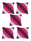 Striped Printed Polyester Cushion Cover Set of 5 - Pink & Purple