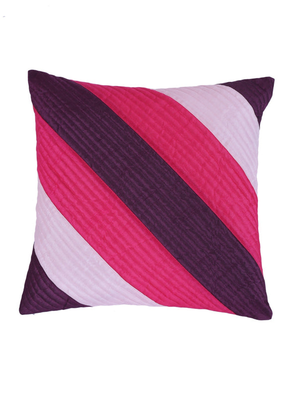 Striped Printed Polyester Cushion Cover Set of 5 - Pink & Purple
