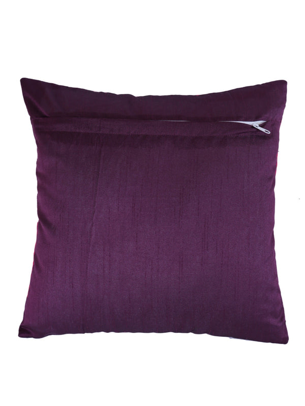 Striped Printed Polyester Cushion Cover Set of 5 - Pink & Purple