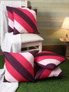 Striped Printed Polyester Cushion Cover Set of 5 - Pink & Purple