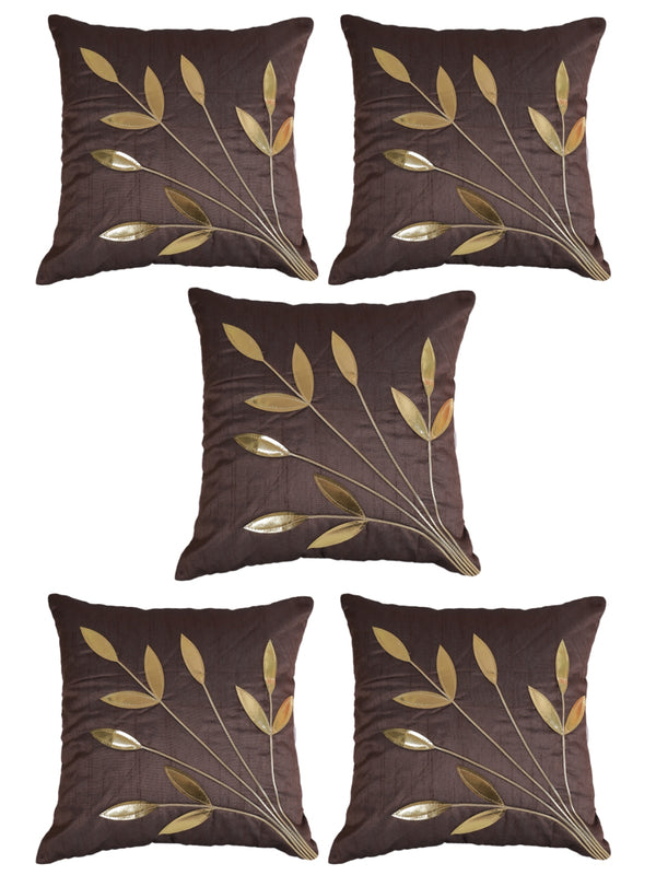 Coffee Brown Set of 5 Polyester 16 Inch x 16 Inch Cushion Covers