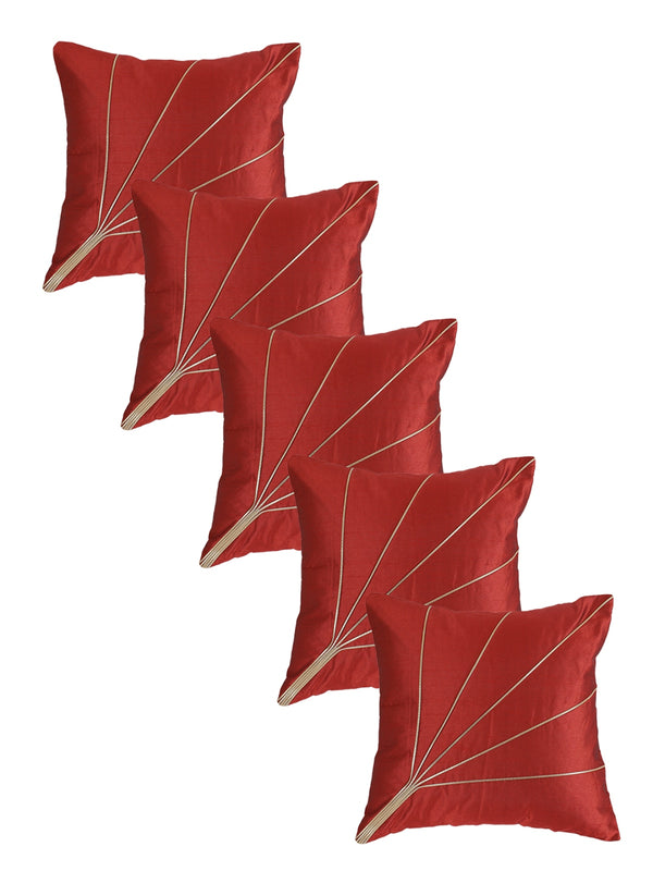 Maroon Set of 5 Polyester 16 Inch x 16 Inch Cushion Covers