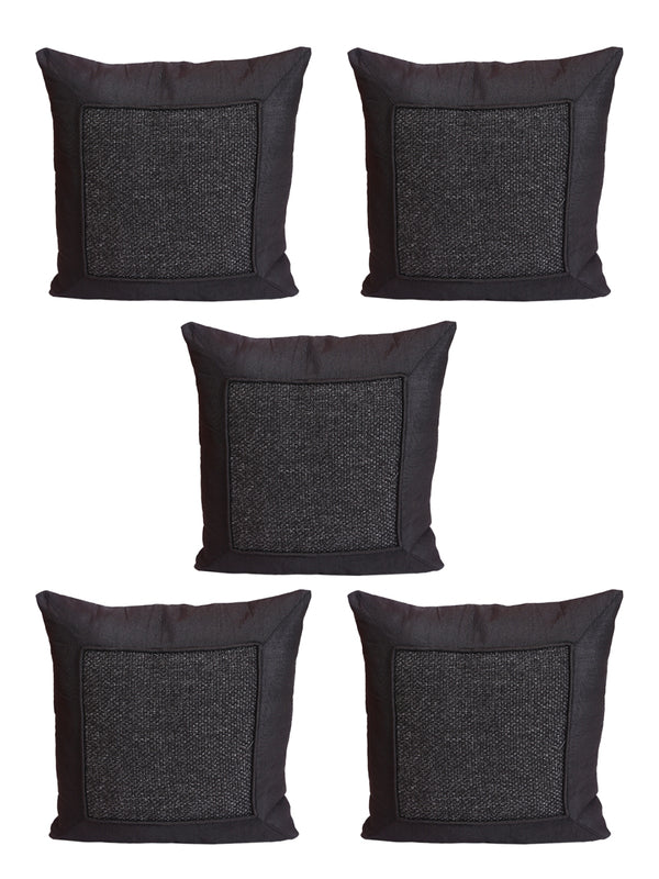 Black Set of 5 Polyester 16 Inch x 16 Inch Cushion Covers