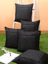 Black Set of 5 Polyester 16 Inch x 16 Inch Cushion Covers