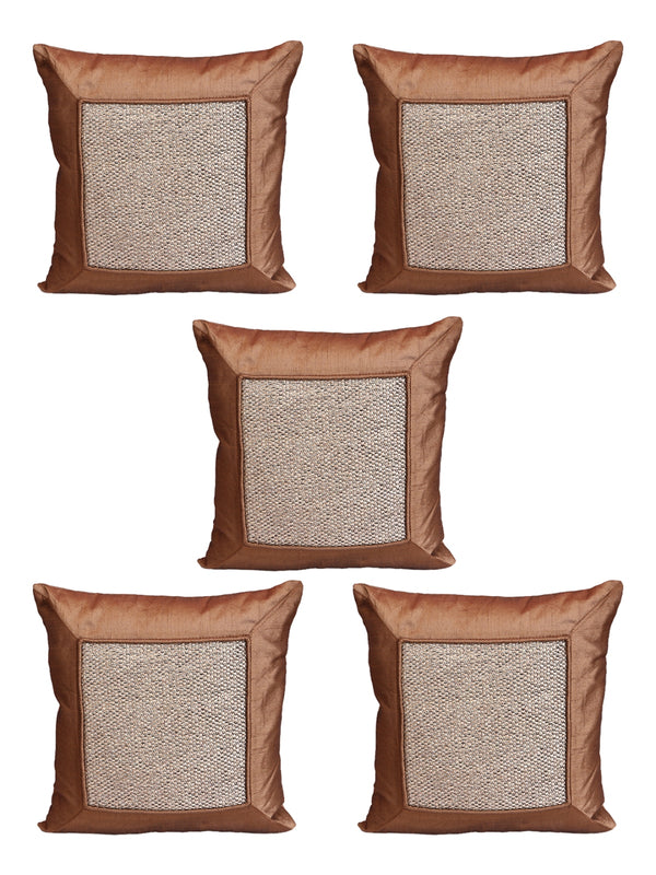 Brown & Beige Set of 5 Cushion Covers