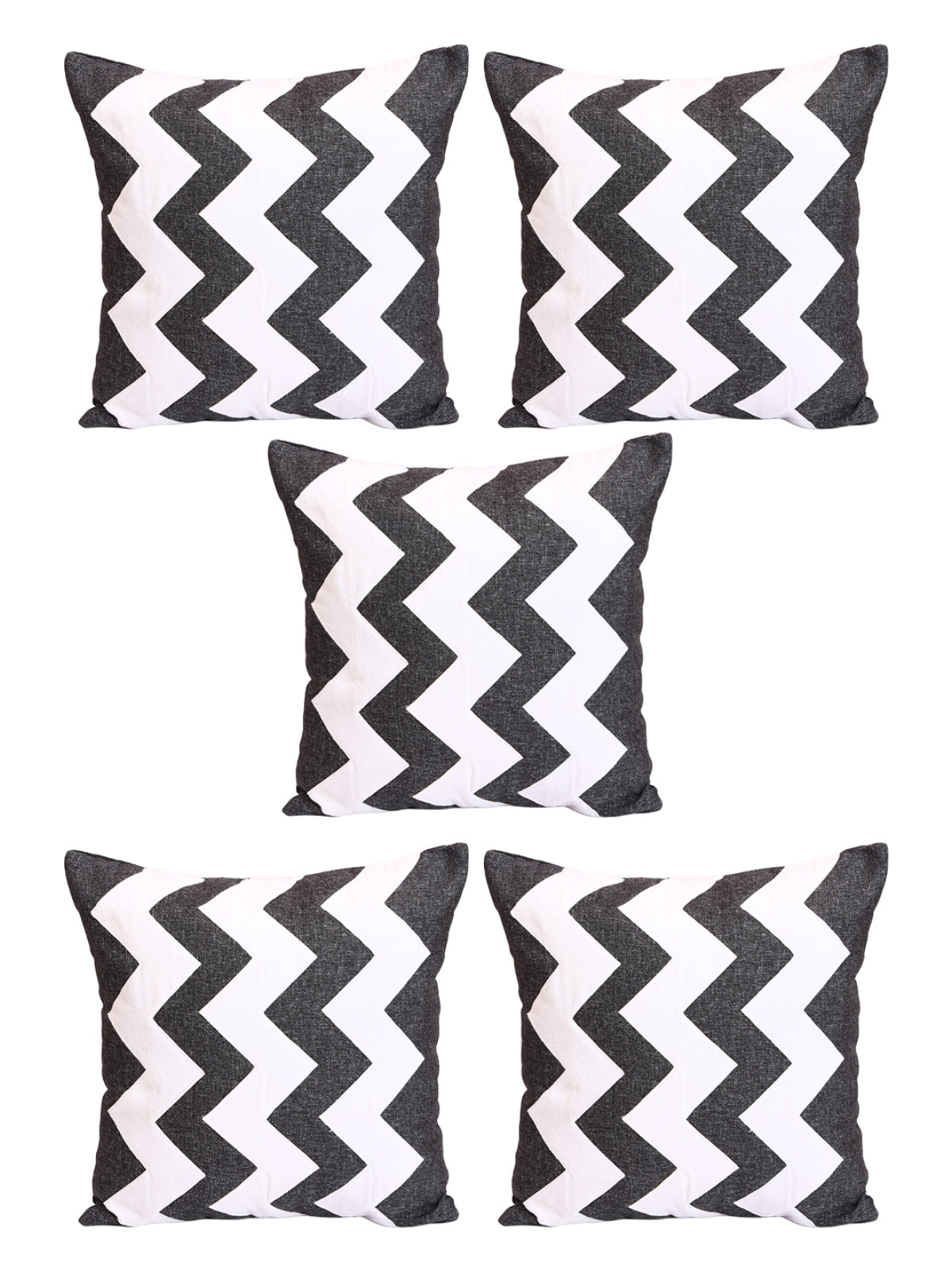 Black & White Set of 5 Polyester 16 Inch x 16 Inch Cushion Covers