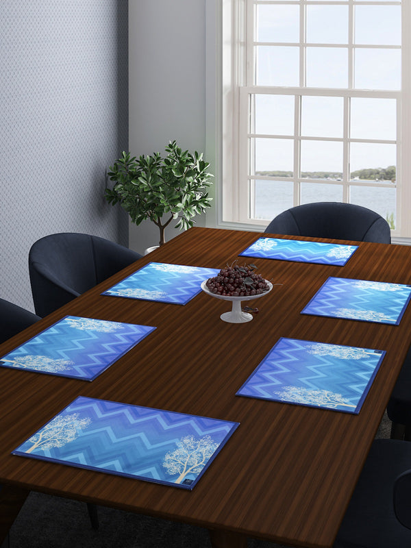 Turquoise Blue Cotton Dining Table Mats/Place Mats - Set of 6