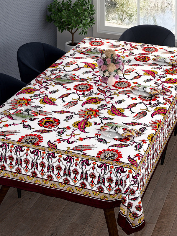 Floral Printed 9 Dining Table Cover 6 Seater With Napkin