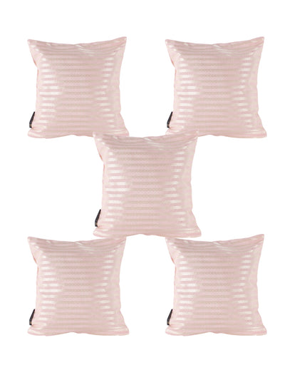 ROMEE Pink Striped Printed Cushion Covers Set of 5