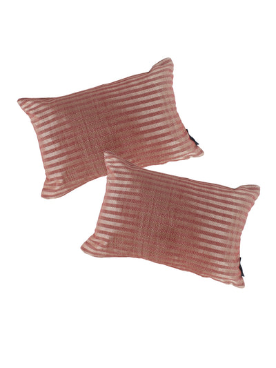 Gold & Maroon Set of 2 Polycotton 12 Inch x 18 Inch Cushion Covers