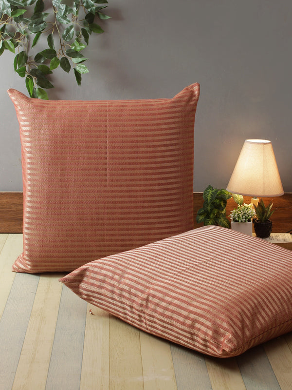 Gold & Maroon Set of 2 Cushion Covers 24x24 Inch