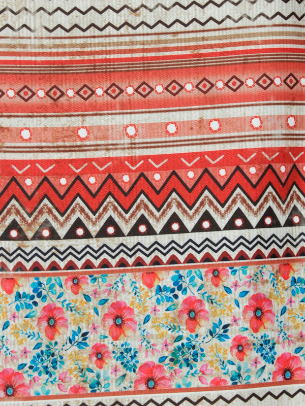 Maroon & Off White Polyester Table Runner