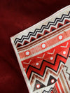 Maroon & Off White Polyester Table Runner
