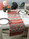 Maroon & Off White Polyester Table Runner