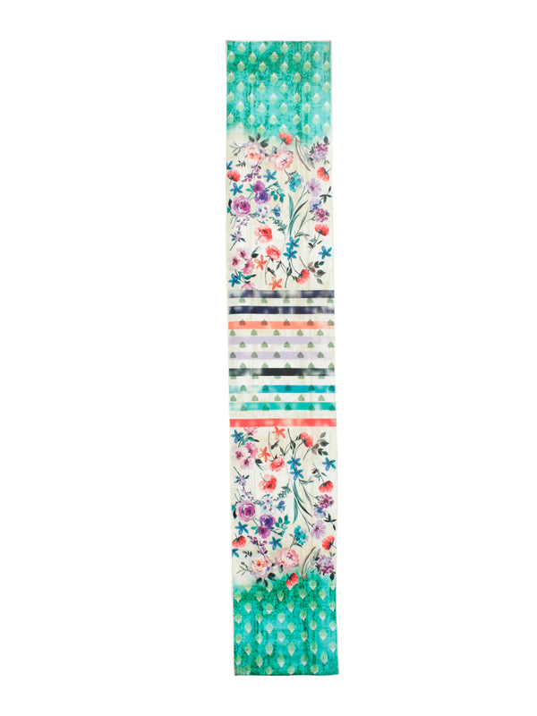 Green & Cream Polyester Table Runner