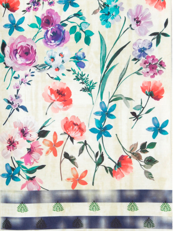 Green & Cream Polyester Table Runner