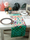 Green & Cream Polyester Table Runner