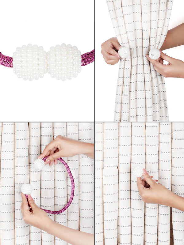 Purple Polyester Magnetic Set of 2 Magnetic Curtains Tieback