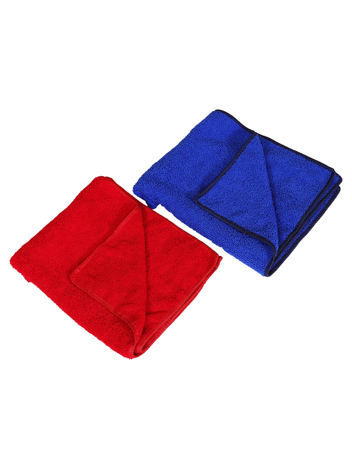 Set of 6 Blue & Red Solid Cotton Hand Towels