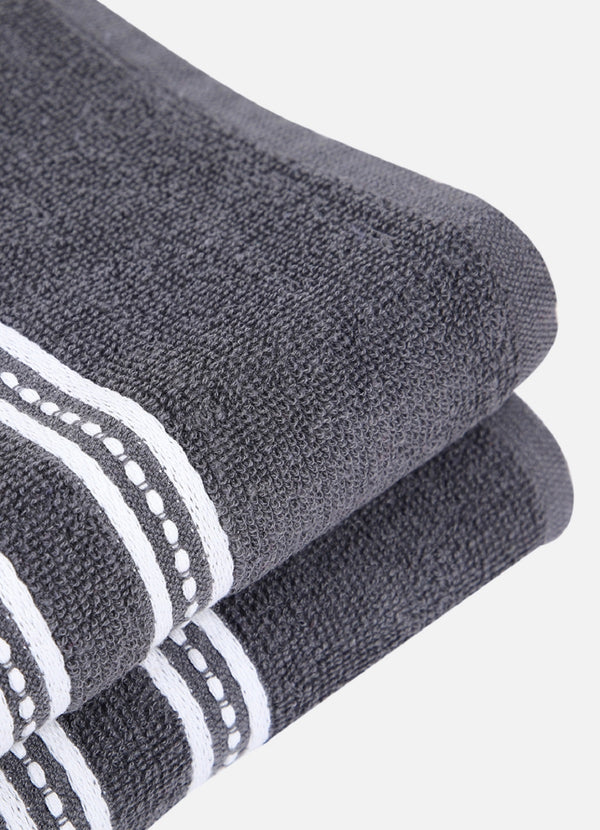Grey Solid Patterned Cotton Towel
