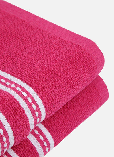 Pink Solid Patterned Cotton Towel