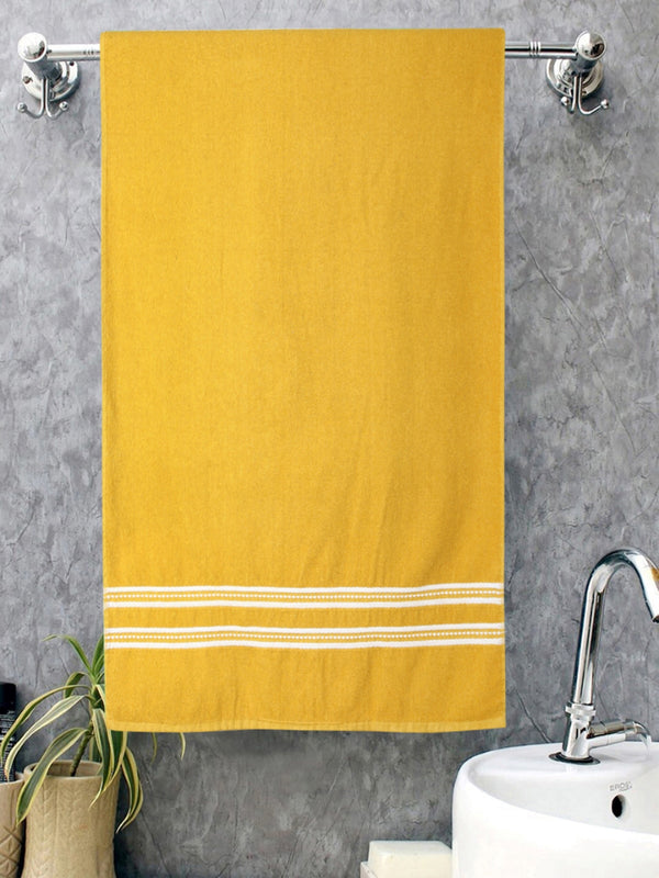 Set of 2 Yellow Solid Cotton Towels