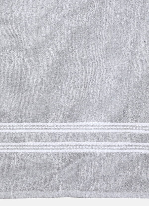 Set of 2 Silver Solid Cotton Towels