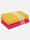 Set of 2 Pink & Yellow Solid Cotton Towels