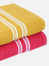 Set of 2 Pink & Yellow Solid Cotton Towels