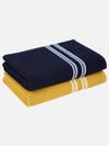 Set of 2 Yellow & Dark Blue Solid Cotton Towels