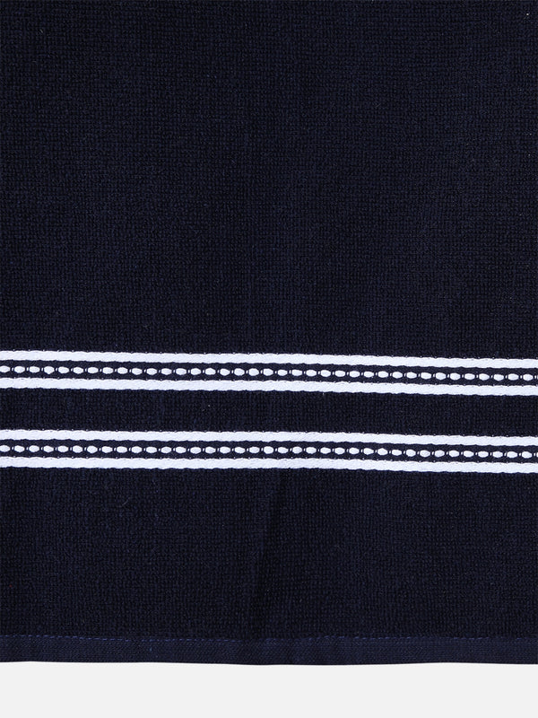 Set of 2 Yellow & Dark Blue Solid Cotton Towels