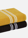 Set of 2 Yellow & Coffee Brown Solid Cotton Towels
