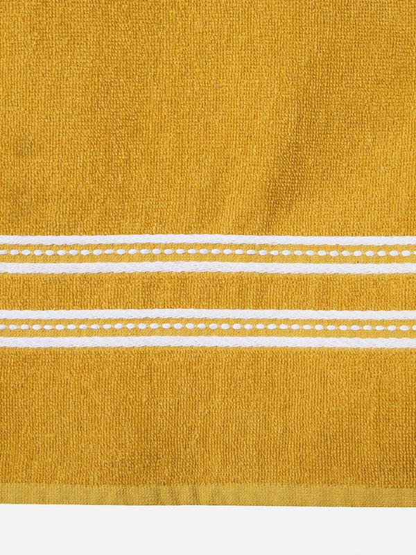 Set of 2 Yellow & Coffee Brown Solid Cotton Towels