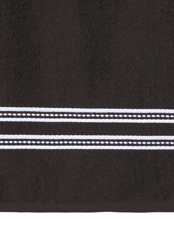 Set of 2 Yellow & Coffee Brown Solid Cotton Towels