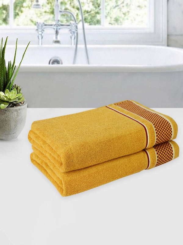 Set of 2 Yellow Solid Cotton Towels